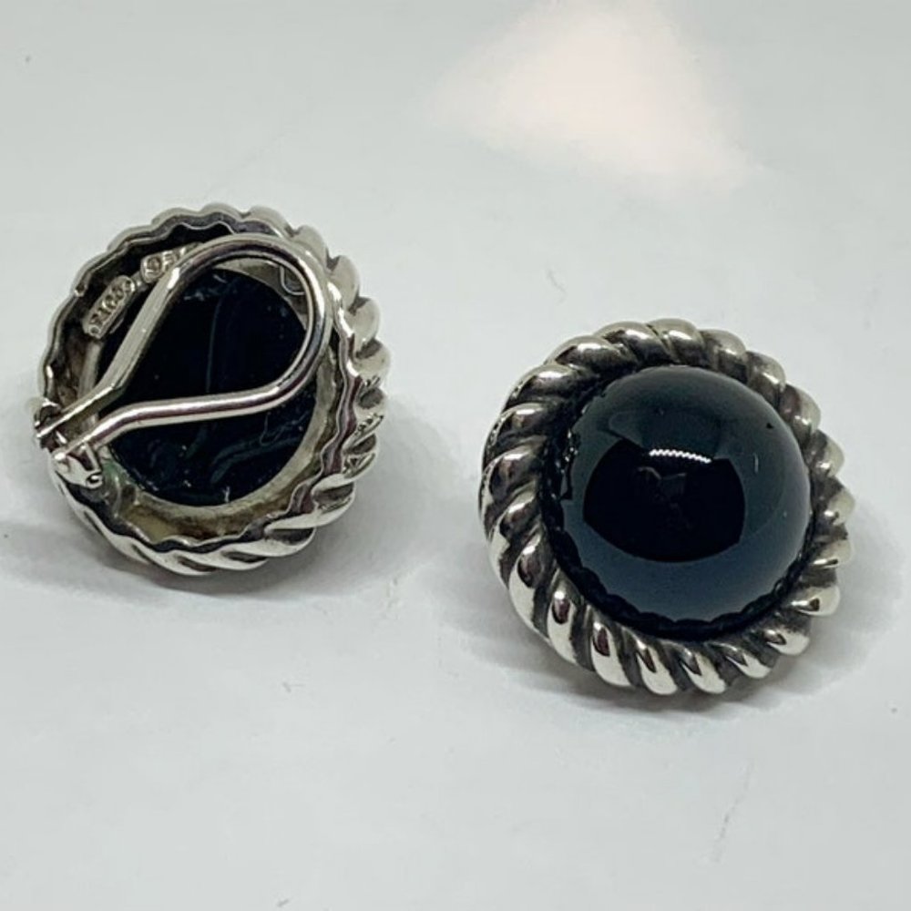 Vintage Tiffany and Co Onyx Large Stud Earrings, Clip on , Size 19 mm | Vintage